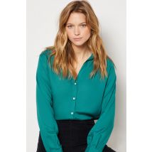 Camisa lisa, manga larga - NOVILA - M - Emerald - Mujer - Etam