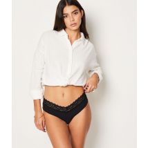Braguita brasileña en v de microfibra y encaje - WISH - XL - Negro - Mujer - Etam