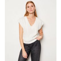 Pull col v sans manches - FOURTNEY SM - L - Ecru - Mujer - Etam