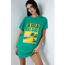 Camisón corto de algodón 'la isla del sol' - FRANCA - M - Emerald - Mujer - Etam