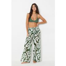Pantalon de plage à motif en coton - HAWAI - L - Blanco - Mujer - Etam