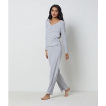 Prążkowane spodnie od piżamy - L - Gris pale - Etam