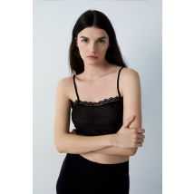 Krótki półprzezroczysty top - S - Noir - Etam