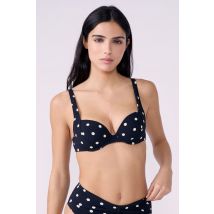 Push-up góra od bikini w kropki - 75C - Noir - Etam