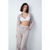 Spodnie piżamowe rozszerzane z bawełny - XS - Beige - Etam