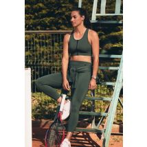 Sportowe legginsy modelujące - L - Kaki - Etam
