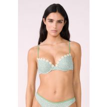 Push-up góra od bikini w kwiaty - 75C - Sauge - Etam