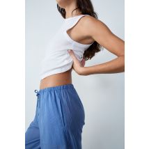 Top na ramiączkach z prążkowanej bawełny - XL - Blanc - Etam