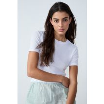 Bawełniana koszulka z krótkim rękawem - XS - Blanc - Etam