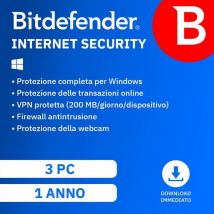 Bitdefender - Internet Security 1 Anno - 3 Pc