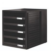 Cassettiera SCHRANK-SET HAN in polistirolo con 5 cassetti aperti nero 1401-13