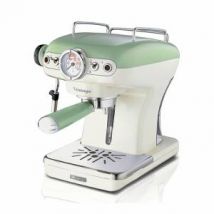 Ariete 1389 Macchina da Caffè Espresso di Design - per Polvere e cialde ESE - filtro 1 e 2 tazze - Montalatte - 850 Watt - Linea Vintage - Verde