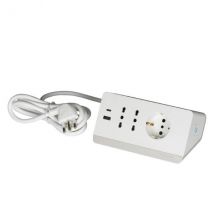 Multipresa da scrivania con 2 prese 2P+T bipasso, una presa tedesca P30 e 2 prese USB BTicino bianco - S3711DBU
