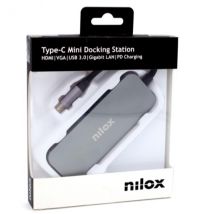 NILOX DOCK TYPE C 3 USB 3.0, HDMI + HDMI + VGA, USB C, RJ45 NXDSUSBC03