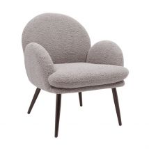 Fauteuil Tissu Effet Laine Bouclette Gris Foncé - Oria - Zago