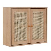 Armoire Murale 2 Portes Bois et Cannage 60xh50cm - Baia - Home Déco Factory