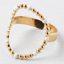 Bague en Acier Inoxydable Doré et Blanc 50 / 58cm - Idée Cadeau - SEMA Design