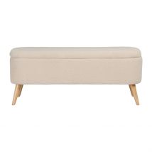 Banc Coffre en Tissu Bouclette Ivoire - Claudine - Singulier