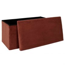 Banc Coffre Pliable en Tissu Côtelé Terracotta - Scarlett - Home Déco Factory