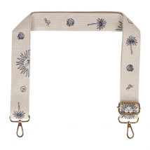 Bandoulière Brodée Réglable en Coton Écru et Bleu - SEMA Design