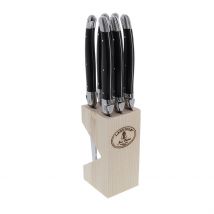 Bloc de 6 Couteaux à Steak en Inox Noir - Laguiole - Jean Dubost