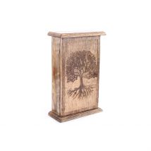 Boite à Cles Arbre de Vie en Bois Naturel 18x7.5xh28cm - Sil