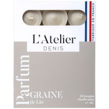 Boite de 24 Bougies Chauffe-plats Parfumés Graine de Lin - Gris - Atelier Denis