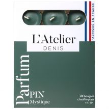 Boite de 24 Bougies Chauffe-plats Parfumés Pin - Vert Sapin - Atelier Denis