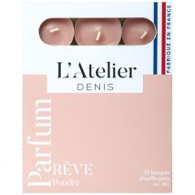 Boite de 24 Bougies Chauffe-plats Parfumés Reve Poudrée - Rose - Atelier Denis