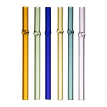 Boite de 6 Pailles Torsadée en Verre Multicolore L12cm - Colorea - SEMA Design