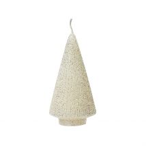 Bougie Sapin Blanc Paillettes H17cm - Decoris
