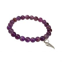 Bracelet Améthyste Perles Rondes 8mm et Aile D'ange - Omsaé
