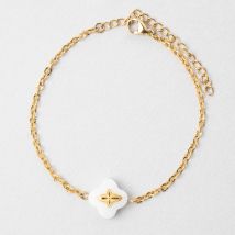 Bracelet en Acier Doré et Blanc - Trefle - SEMA Design