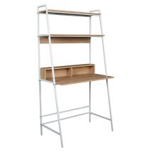 Bureau Etagere en Bois et Acier Blanc H160cm - Zack - Home Déco Factory