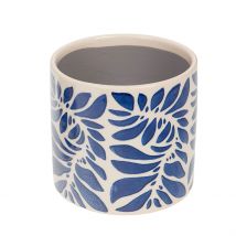 Cache-pot en Céramique Bleu et Blanc H14cm - Rhodes - Amadeus