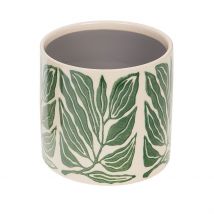Cache-pot en Céramique Vert et Blanc H14cm - Amazonie - Amadeus
