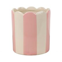 Cache-pot en Grès Rayé Rose et Blanc D16cm - Artist - SEMA Design