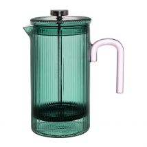 Cafetière à Piston Striée en Verre Borosilicate Émeraude et Rose 1L - SEMA Design