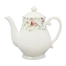 Cafetiere en Faïence Blanc et Multicolore - Fleurs Champs - Comptoir de Famille