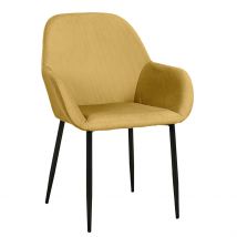 Chaise avec Accoudoirs en Velours Côtelé Moutarde - Julia - Home Déco Factory