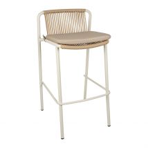 Chaise de Bar d'Extérieur avec Coussin en Tissu Beige et Blanc H97cm - Ajay - SEMA Design