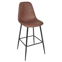 Chaise de Bar Effet Cuir Marron H70cm - Amber - Home Déco Factory