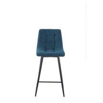 Chaise de Bar en Tissu Matelassé Bleu Pétrole - Lilly - PG Trading