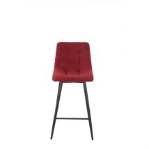 Chaise de Bar en Tissu Matelassé Cerise - Lilly - PG Trading