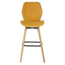 Chaise de Bar en Tissu Soft Touch Moutarde H65cm - Keri - Zago