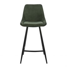 Chaise de Bar en Velours Côtelé Vert Sapin H67cm - Ben - Zago