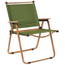 Chaise de Jardin Pliante en Bois de Hêtre et Tissu Vert - Mariposa - Home Déco Factory