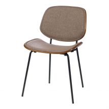 Chaise de Salle à Manger en Tissu Gris et Noyer - Atlanta - Amadeus