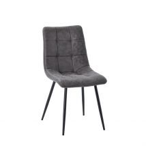 Chaise de Salle à Manger en Microfibre Matelassé Anthracite - Lilly - PG Trading