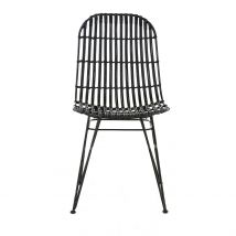 Chaise en Rotin Naturel et Metal Noir - KUBU - Zago